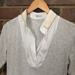 BRUNELLO CUCINELLI Gray Multi Knit Short Sleeve Soft Top XL